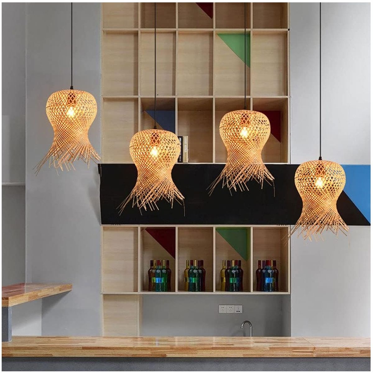 GENERICO - Lámpara modelo bambú asiático natural