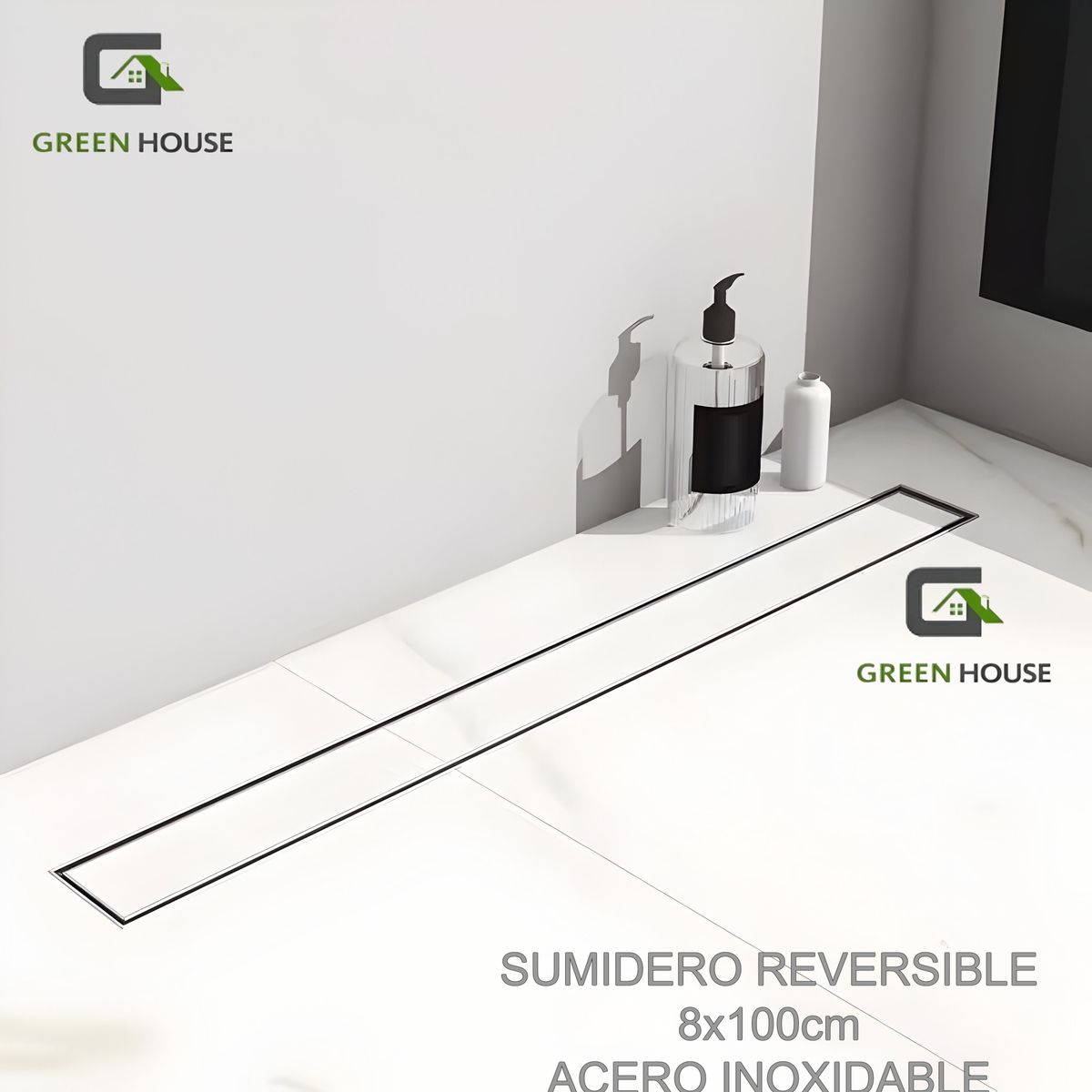 GENERICO - SUMIDERO REVERSIBLE ACERO SATINADO SUS 304 DE 8X100CM