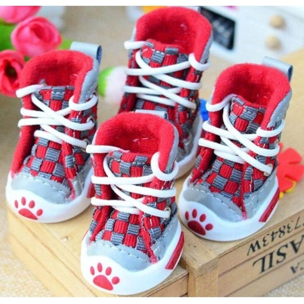 GENERICO - Zapatilla para mascota Talla 3- ROJO