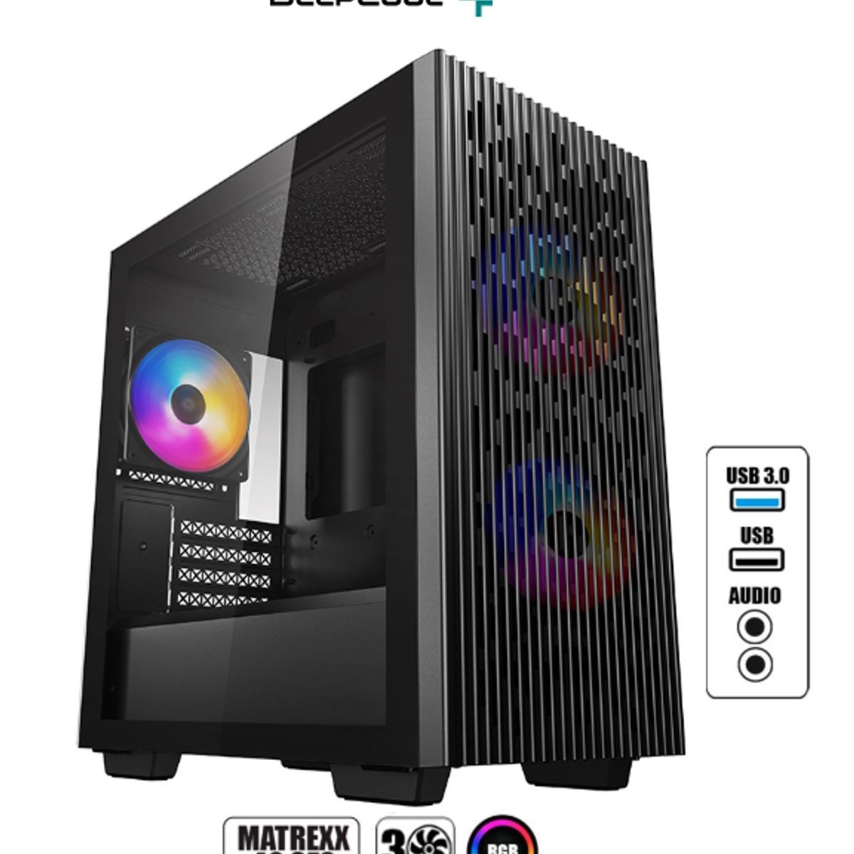 DEEPCOOL - Case MATREXX 40 3FS 3 Fans Panel De Vidrio, Led Rgb DEEPCOOL