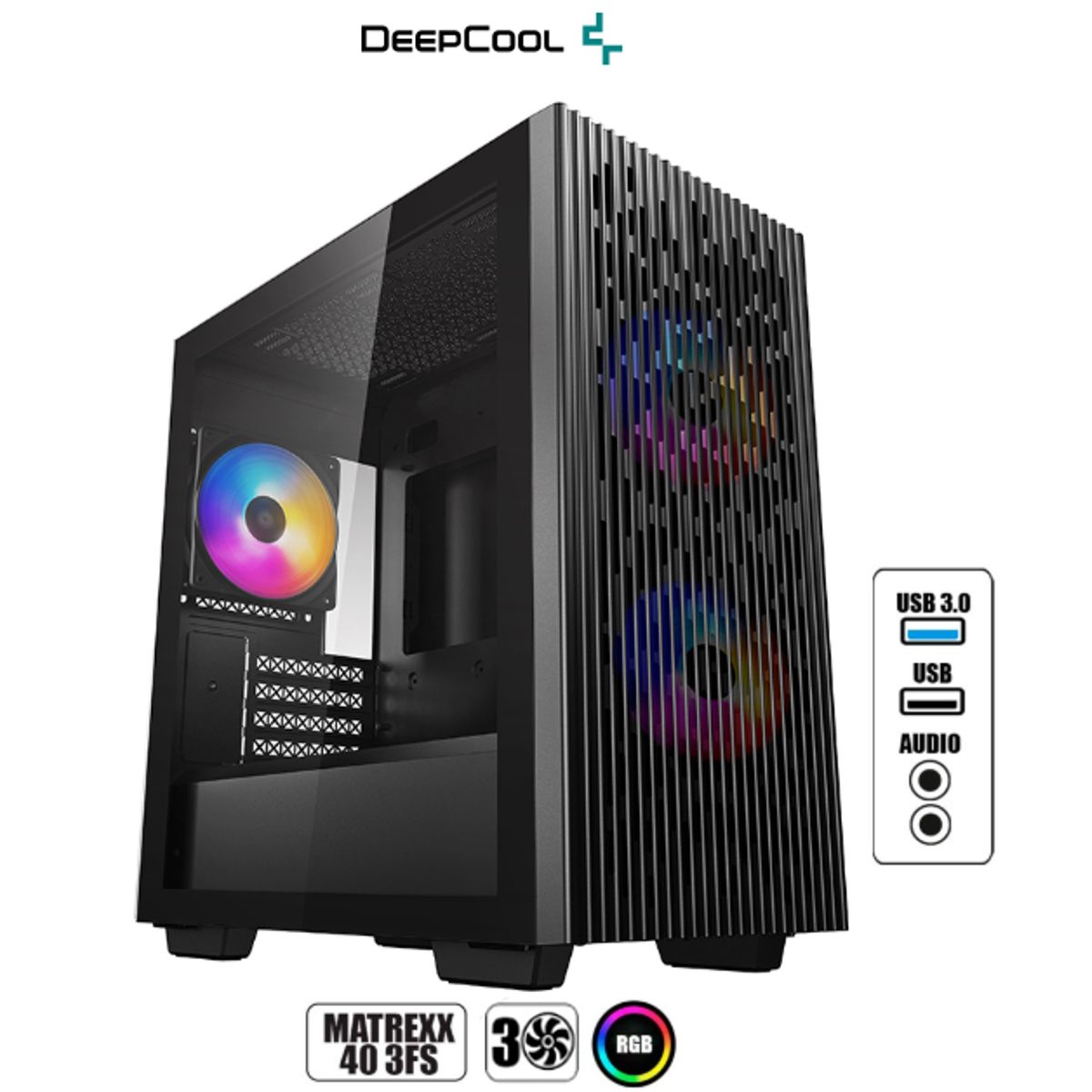 DEEPCOOL - Case MATREXX 40 3FS 3 Fans Panel De Vidrio, Led Rgb DEEPCOOL