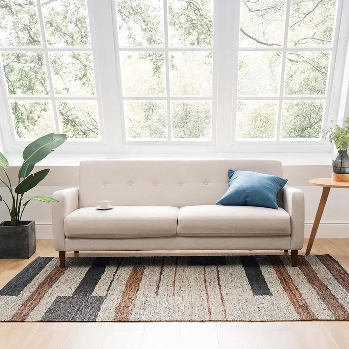 ARTSOFA - Sofá jhanna impermeable beige claro  3 cuerpos + obsequio