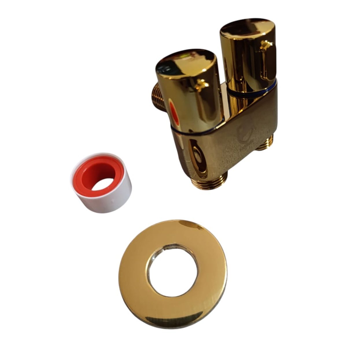 GENERICO - Válvula Doble Angular para Bidé o Inodoro Dorado Oro  Acero Pesado