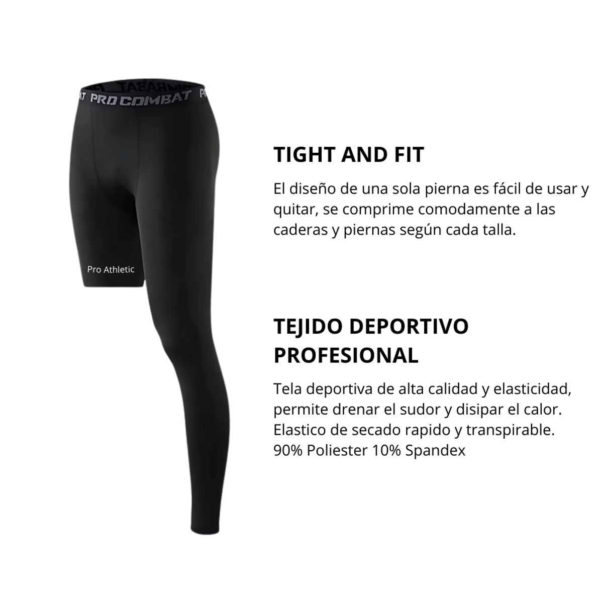 PRO ATHLETIC - PANTALONETA ONE LEG IZQUIERDA - NEGRA