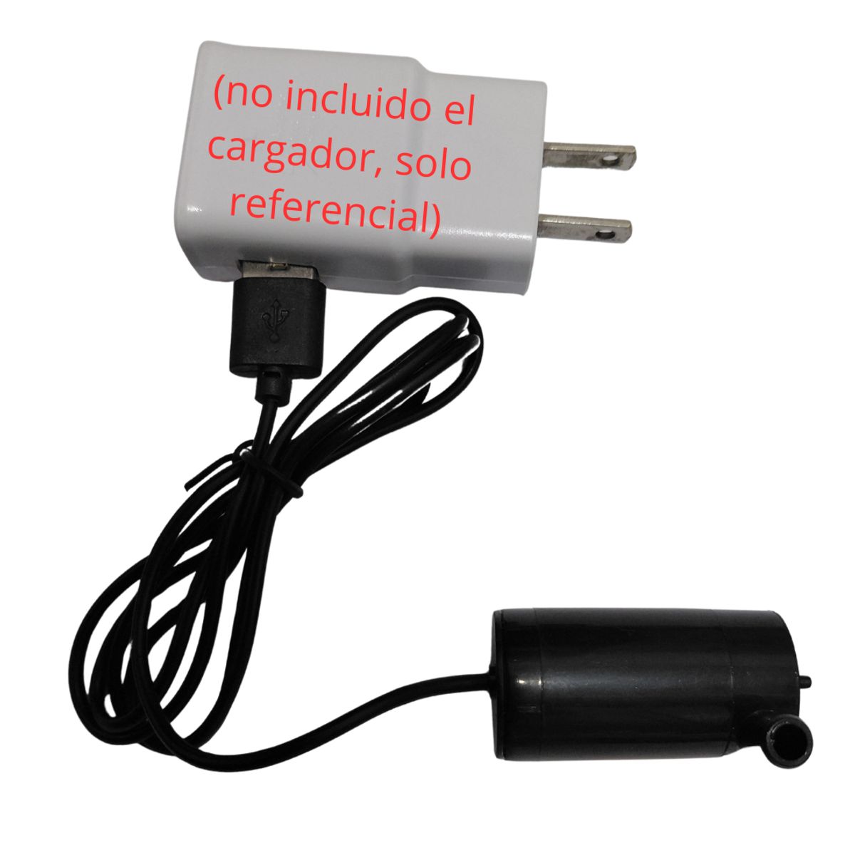 GENERICO - Mini Bomba Agua Sumergible DC 3–6V Horizontal Negra USB cable de 1 mt