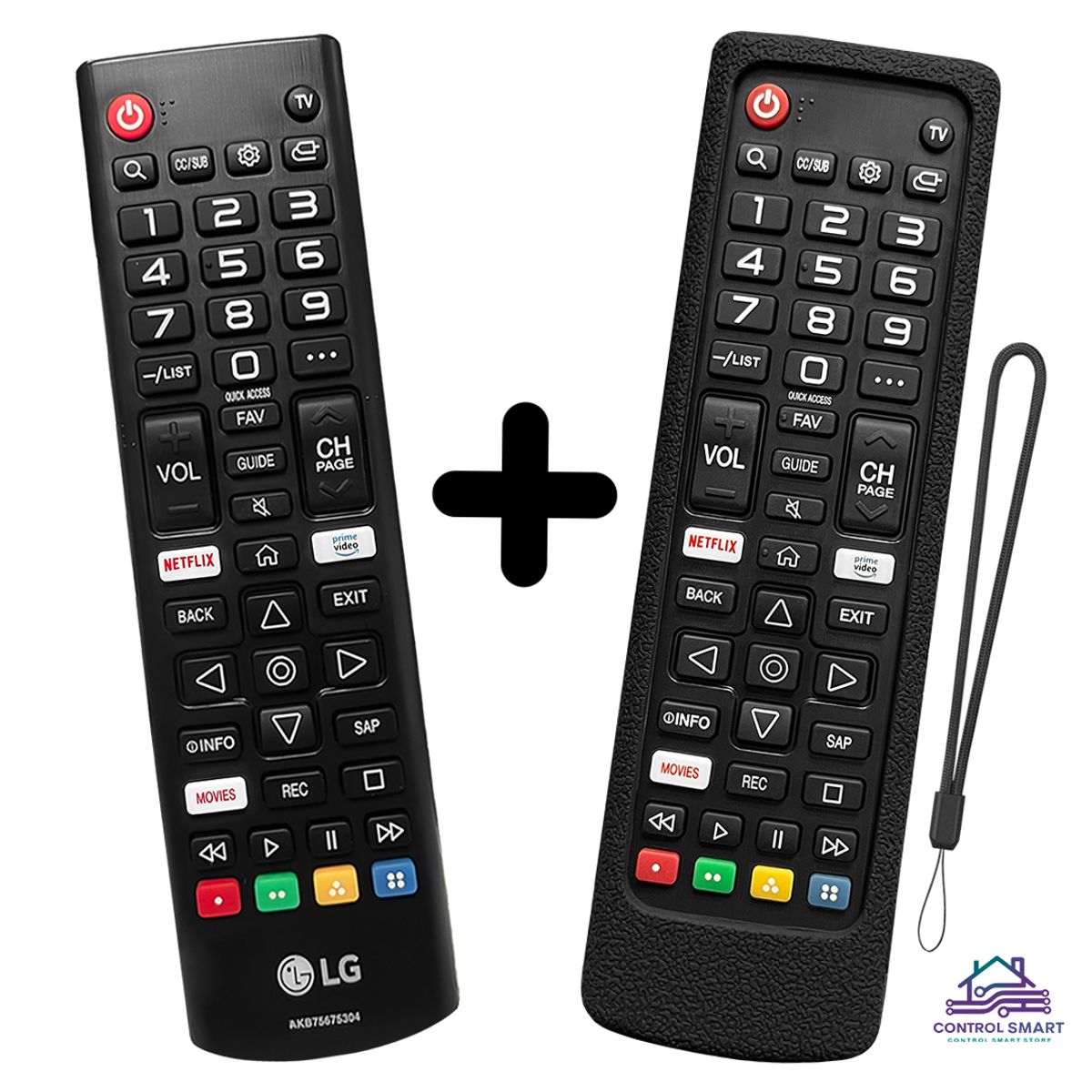 LG - Control LG AKB75675304 Para Smart TV + Funda Silicona Incluida Negra