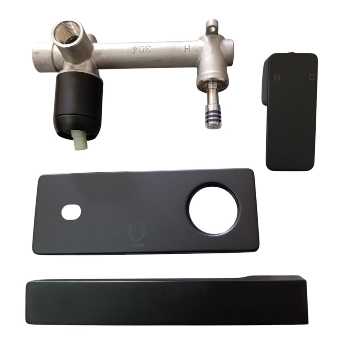 GENERICO - Grifo de Lavabo Empotrado Monomando Negro Mate Elegancia para tu Baño