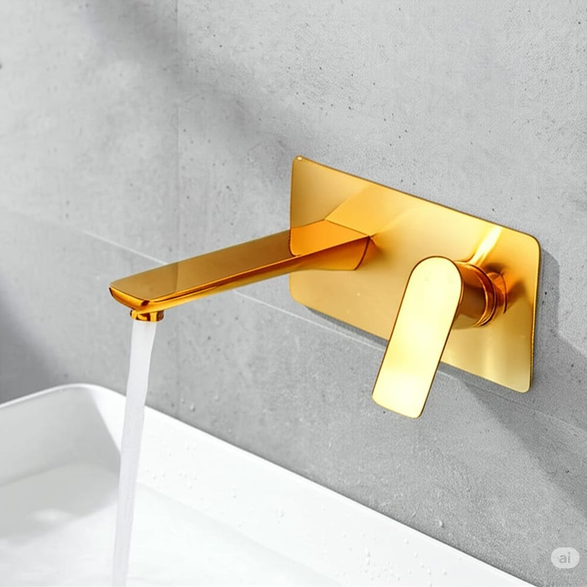 GENERICO - Grifo de Lavabo Empotrado Monomando Dorado - Elegancia para tu Baño