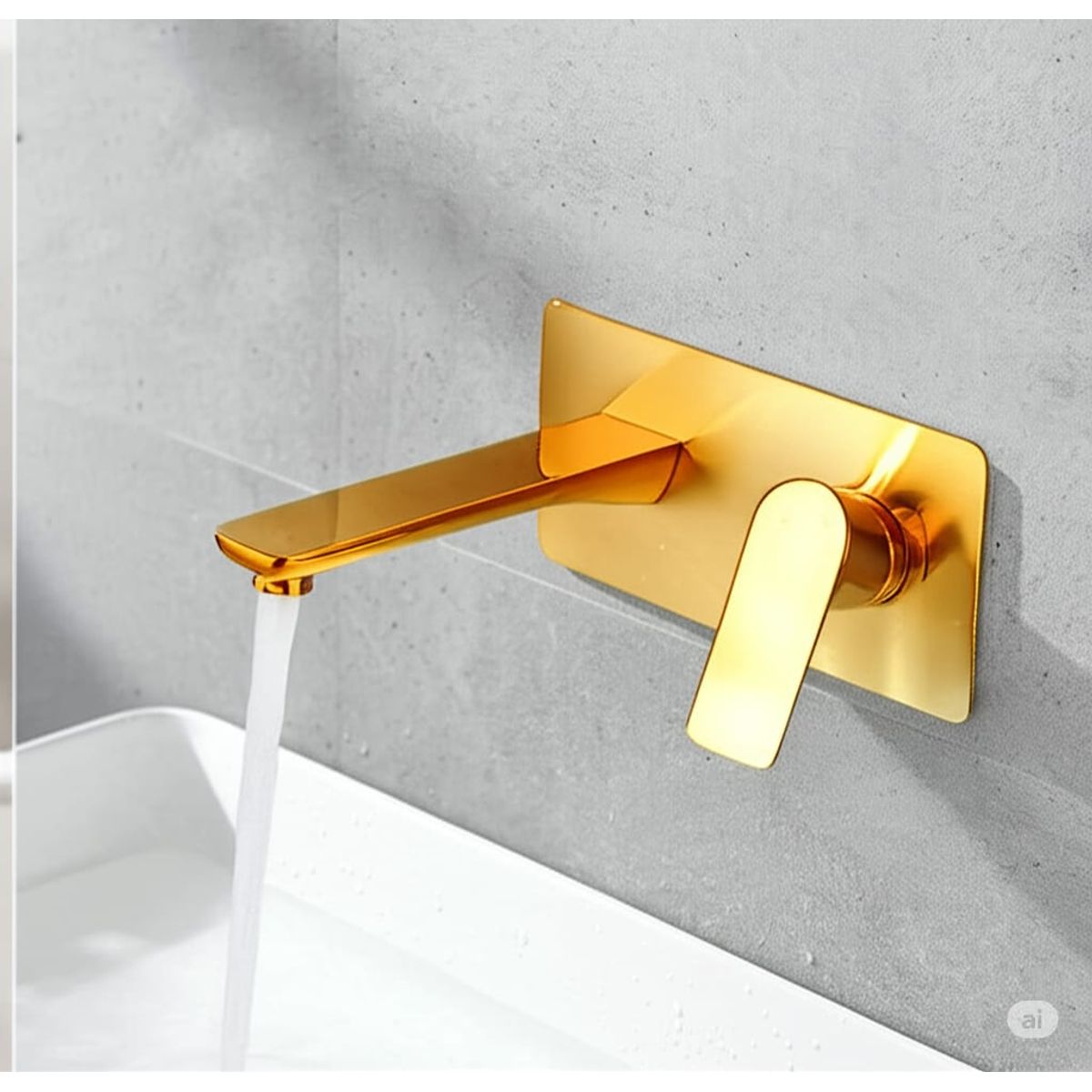 GENERICO - Grifo de Lavabo Empotrado Monomando Dorado - Elegancia para tu Baño