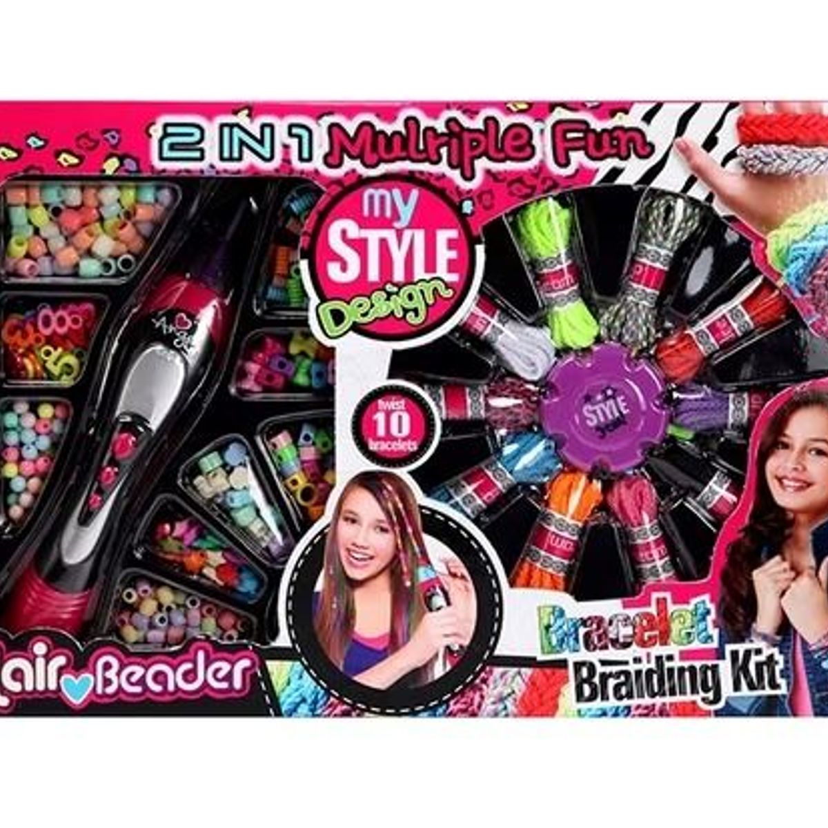 GENERICO - Set de Cuentas Multicolor con Máquina para el Cabello