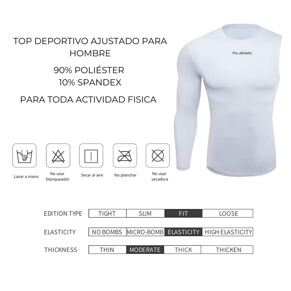 PRO ATHLETIC - TOP DEPORTIVO ONE ARM DERECHO - UNISEX - BLANCO