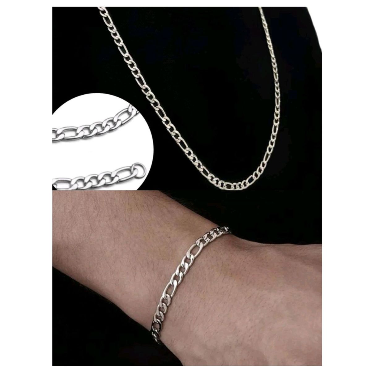 OEM - Cadena Hombre + Pulsera Tipo Cartier Acero Inoxidable 316L Plateado