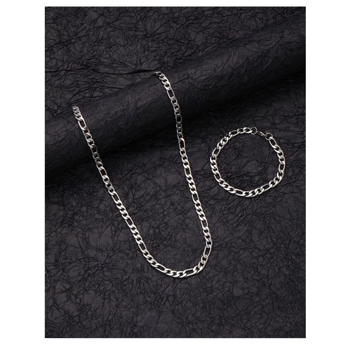 OEM - Cadena Hombre + Pulsera Tipo Cartier Acero Inoxidable 316L Plateado