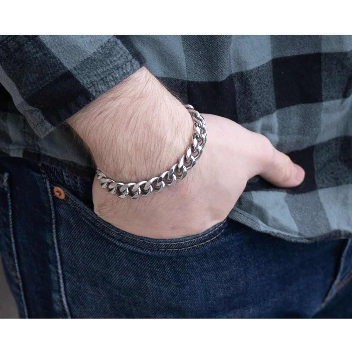 OEM - Pulsera Hombre Eslabon Grueso Acero Inoxidable x LIQUIDACION