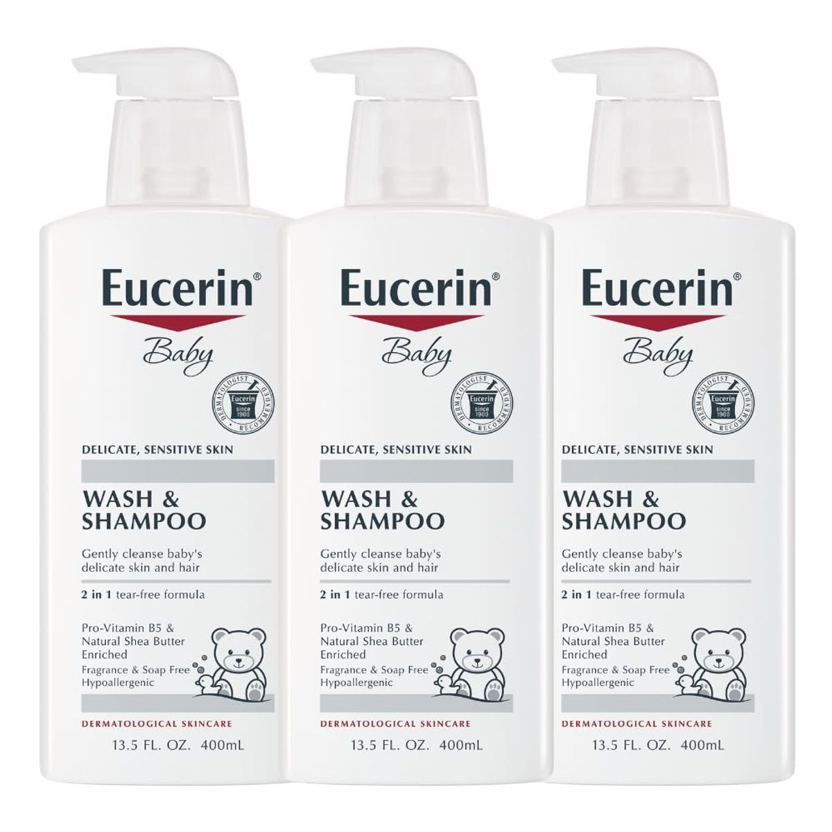 EUCERIN - Eucerin Baby Wash And Shampoo Pack x3