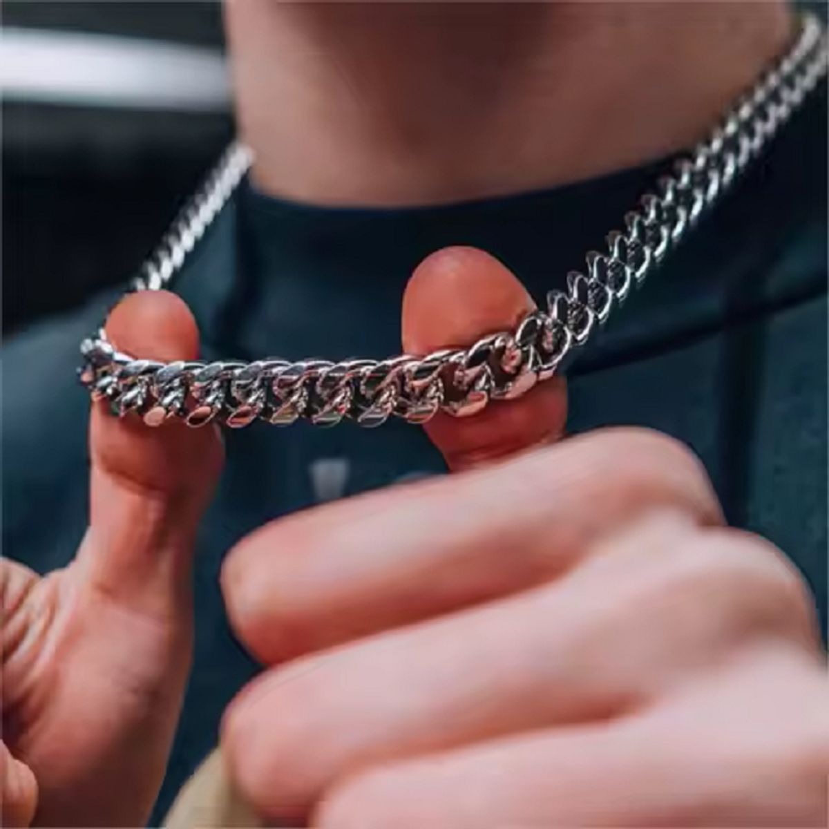 GENERICO - Collar Cadena de Eslabones Cubanos Acero Inoxidable