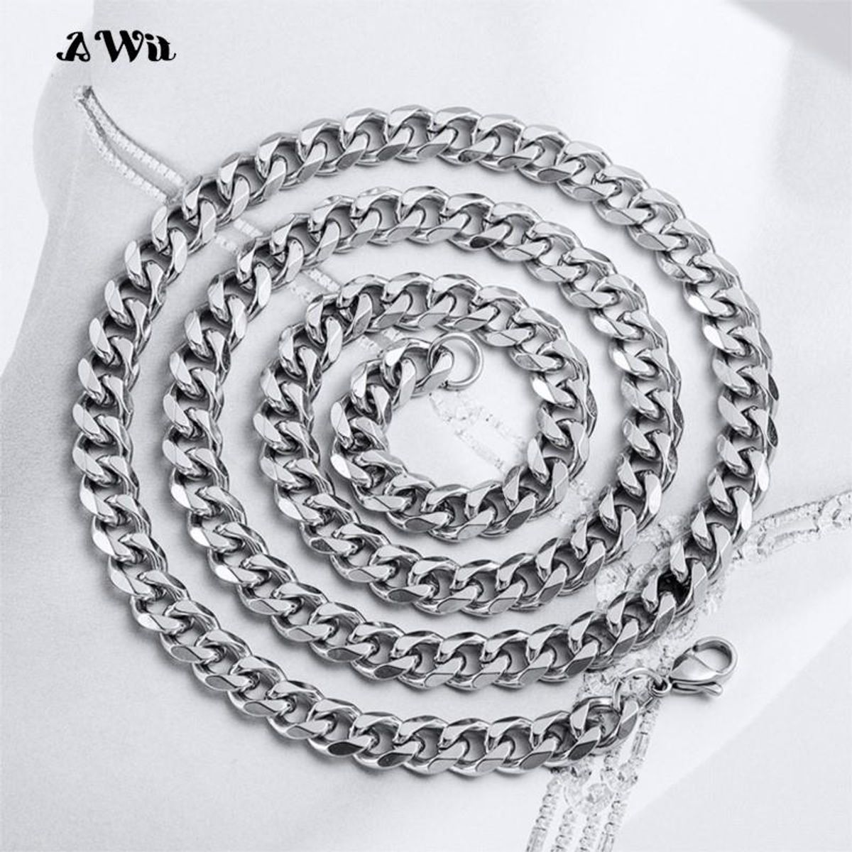 GENERICO - Collar Cadena de Eslabones Cubanos Acero Inoxidable