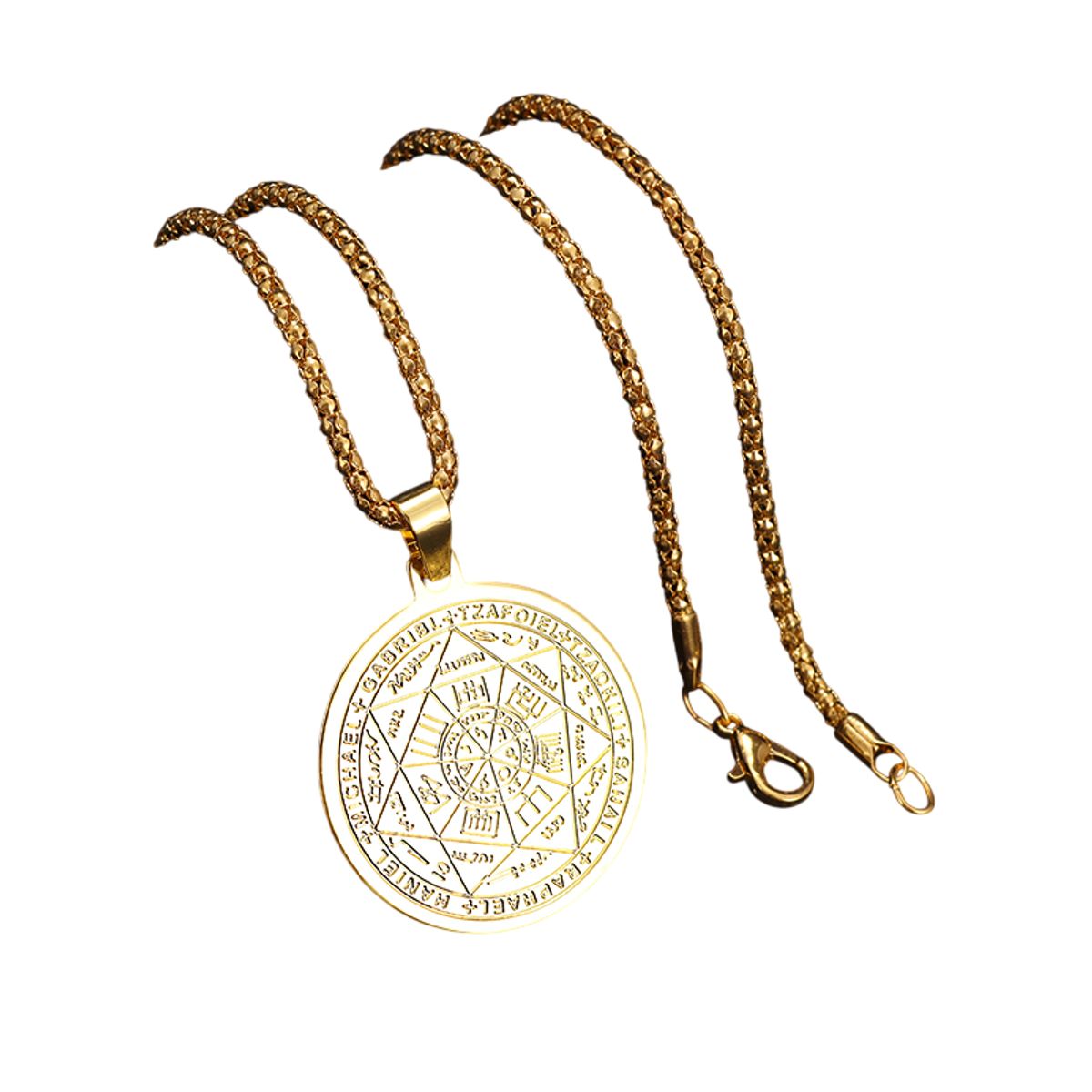 GENERICO - Collar Cadena Acero Inoxidable con Dije Sello de los 7 Arcángeles