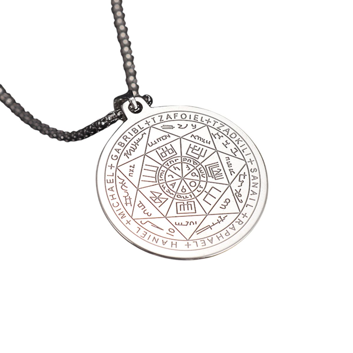 GENERICO - Collar Cadena Acero Inoxidable con Dije Sello de los 7 Arcángeles
