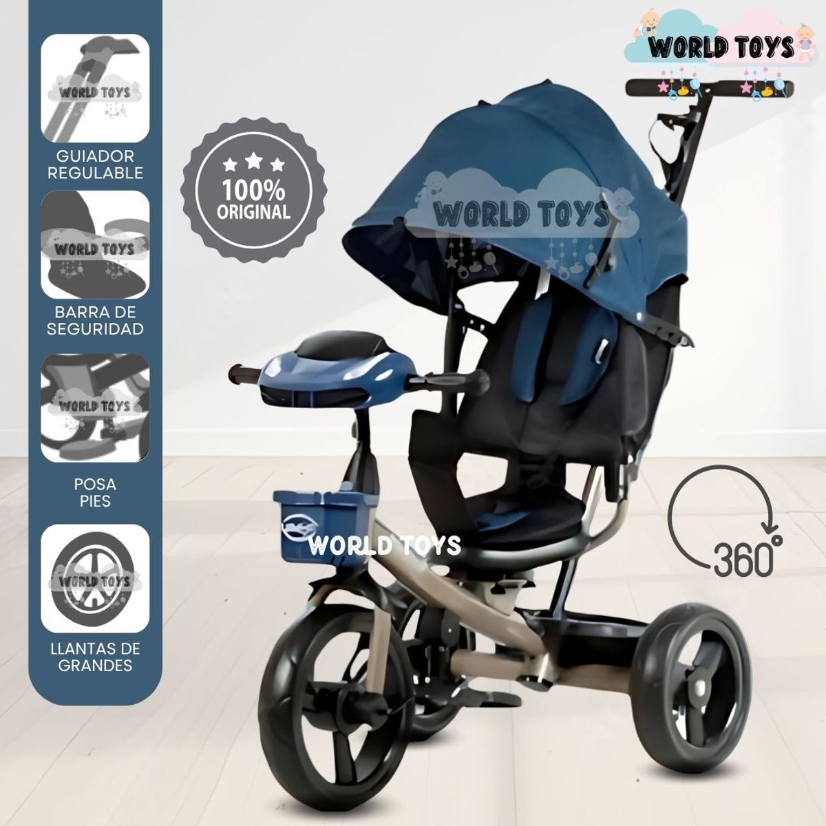 KIDS - Triciclo Guiador Giratorio «LIGEND» Blue