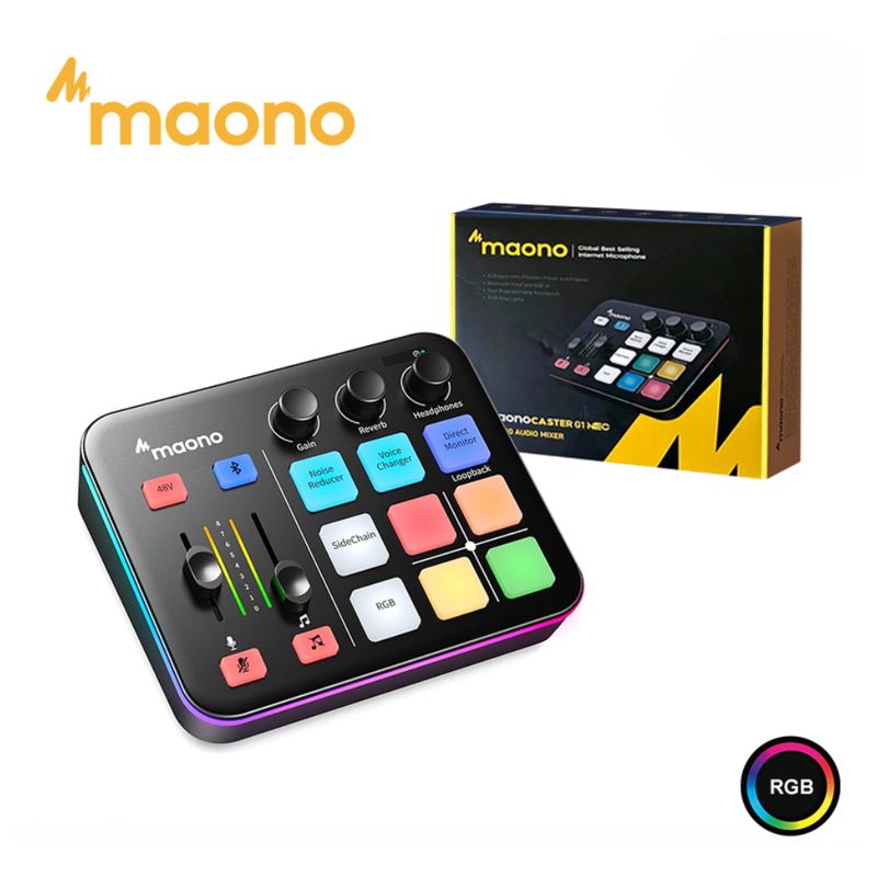 MAONO - Consola de Sonido Profesional MAONO Mezcladora Efectos Stream RGB