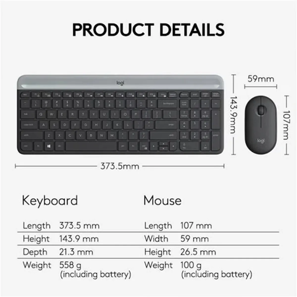 LOGITECH - Kit De Teclado y Mouse Logitech MK470 - Blanco