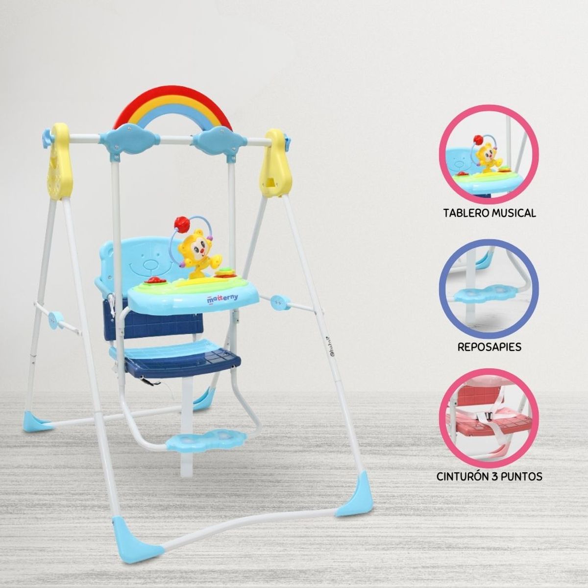 EBABY - Silla Columpio Para Niños «RAINBOW» Ligth Blue