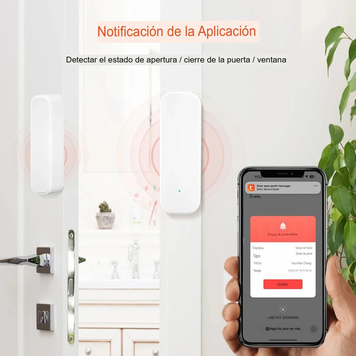 GENERICO - Tuya-Sensor de puerta Wifi Sensor de entrada de ventana alarma antirrobo