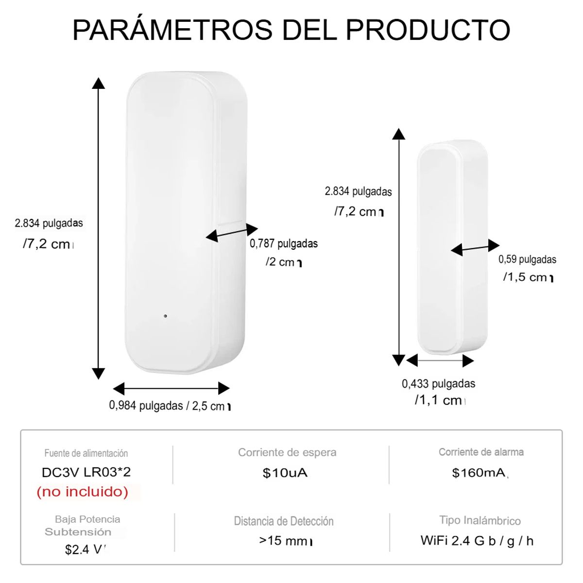 GENERICO - Tuya-Sensor de puerta Wifi Sensor de entrada de ventana alarma antirrobo