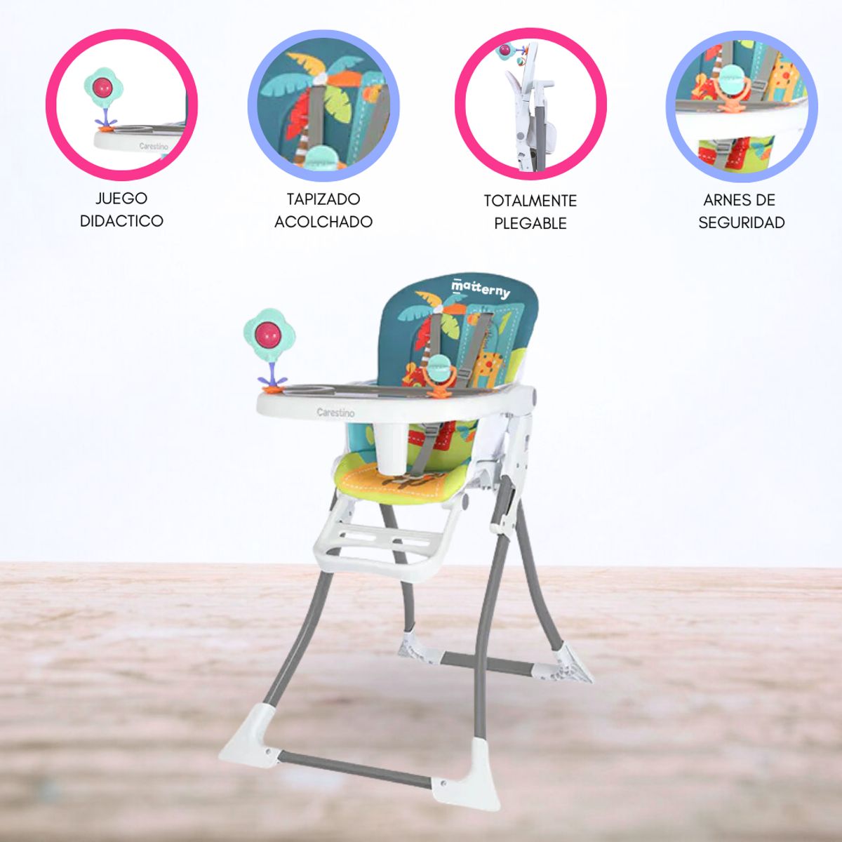 CARESTINO - Silla de Comer Plegable «RIO» Blue