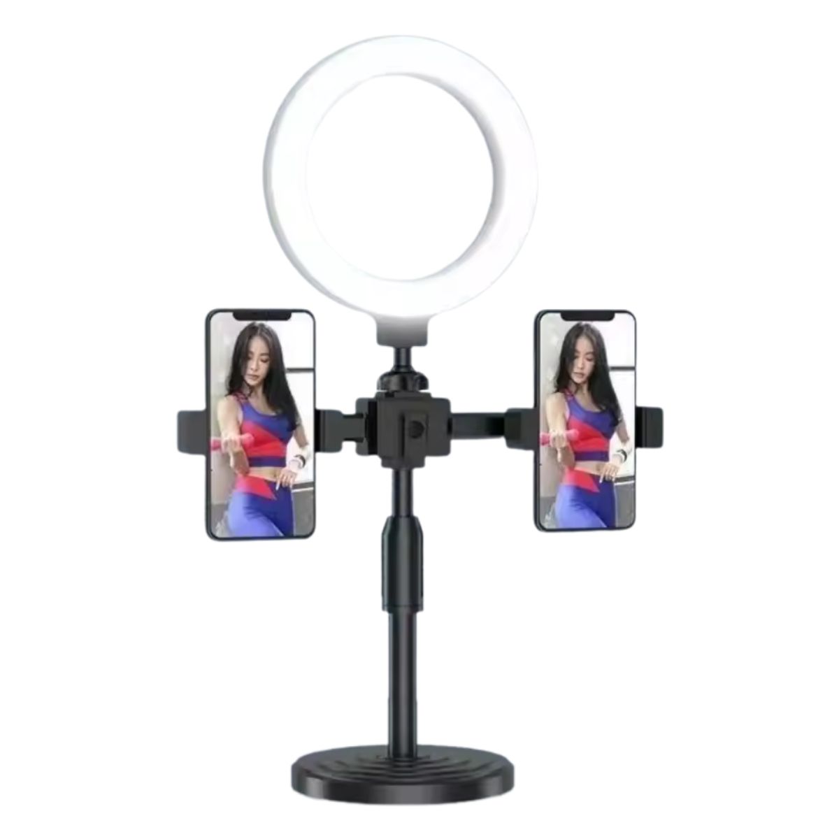 SEISA - Aro de Luz LED 16cm Tripode Doble Soporte Telefono Live Tiktok Stream