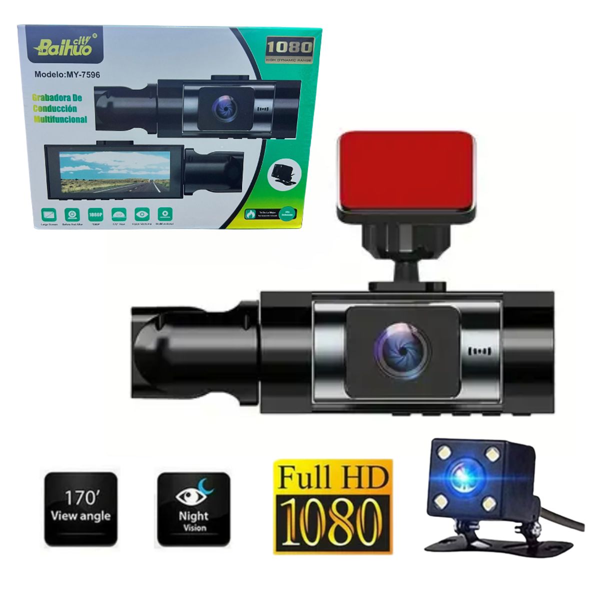 SEISA - Camara Auto Grabación Delantera y Trasera DVR Pantalla Carro