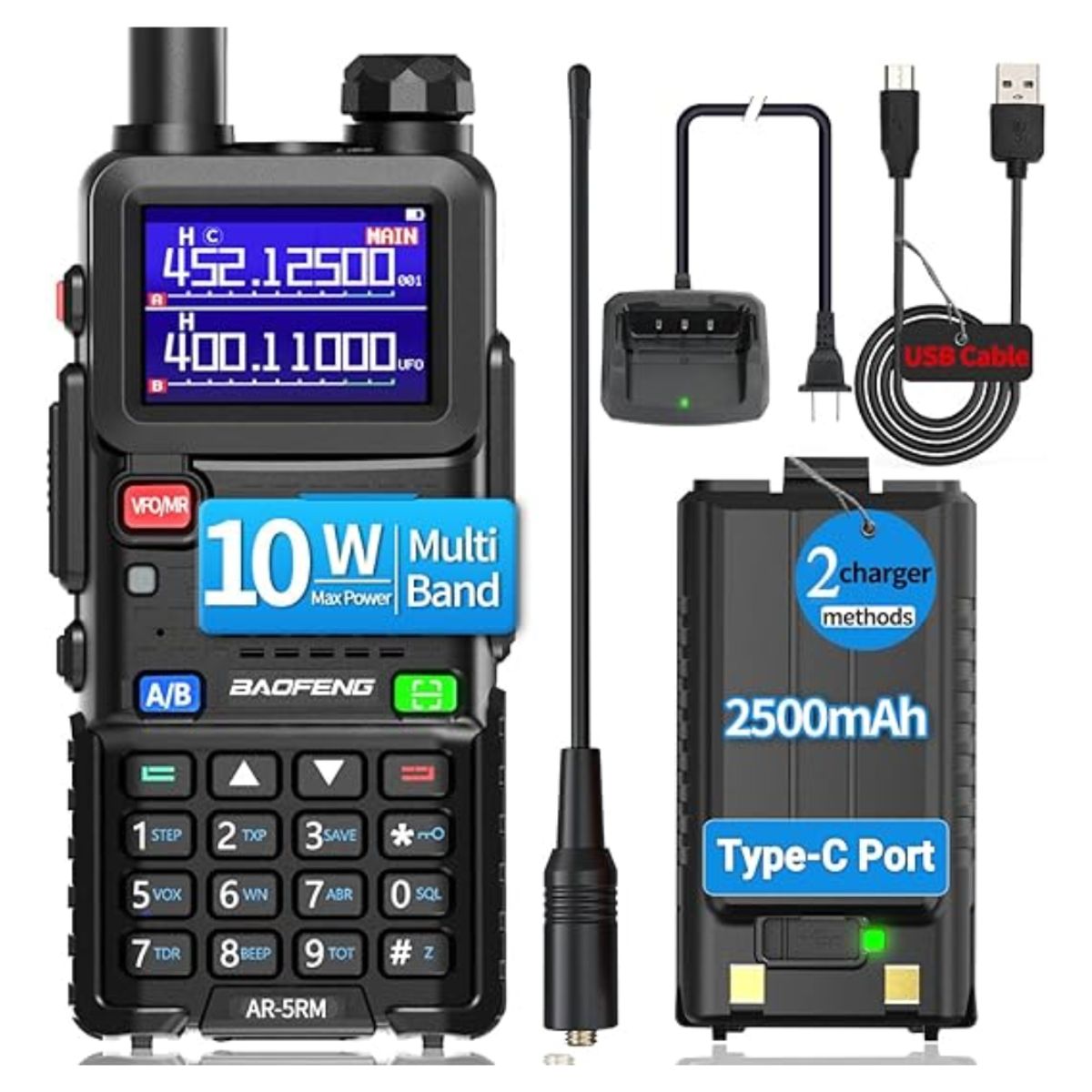 SEISA - Radio Walkie Talkie UV-5RH PRO con 999 Canales Radio FM Dual Banda Pantalla Linterna 01 UND