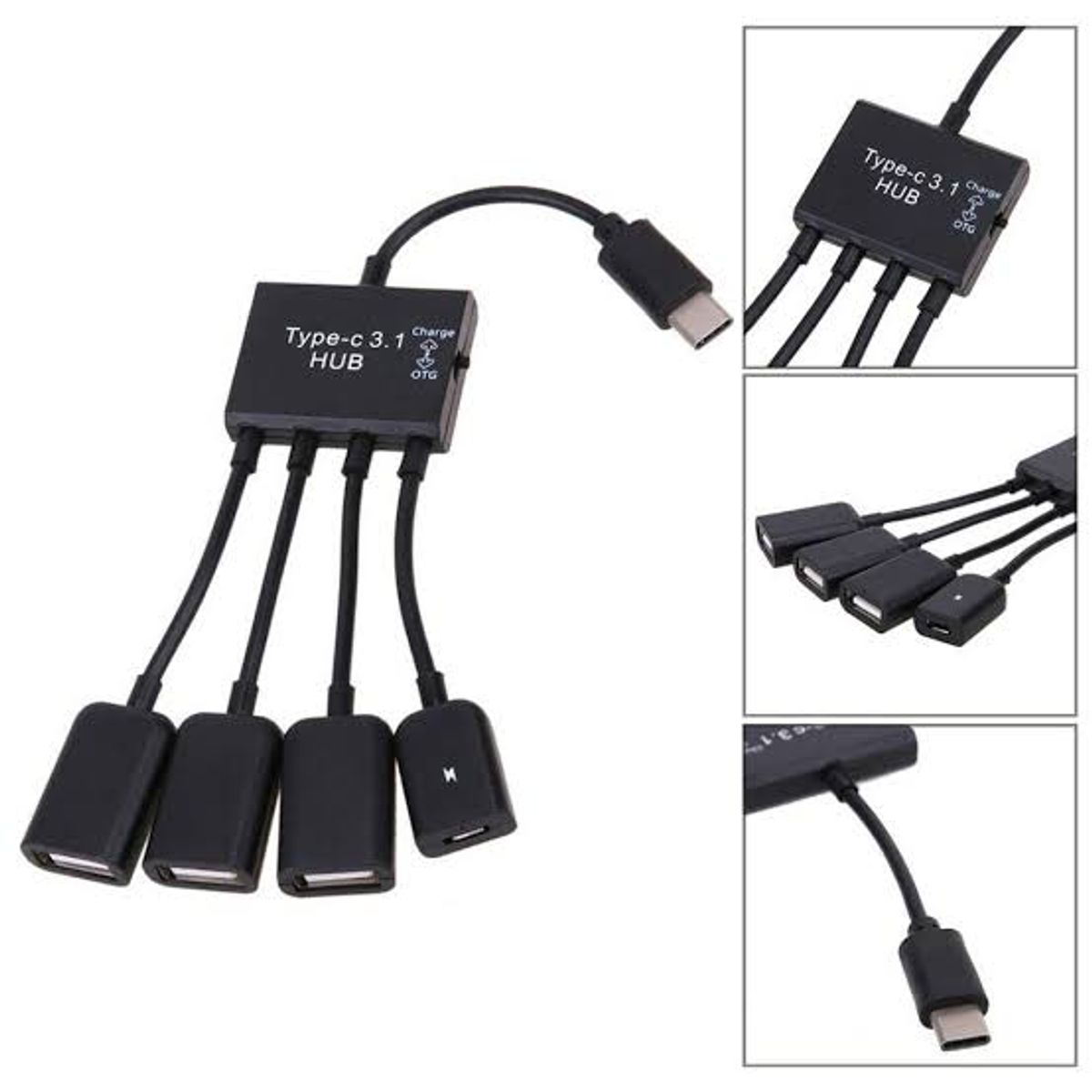 Hub adaptador de cable micro UB 3.1e 4 puertos Android, marca JETION - Foto Principal