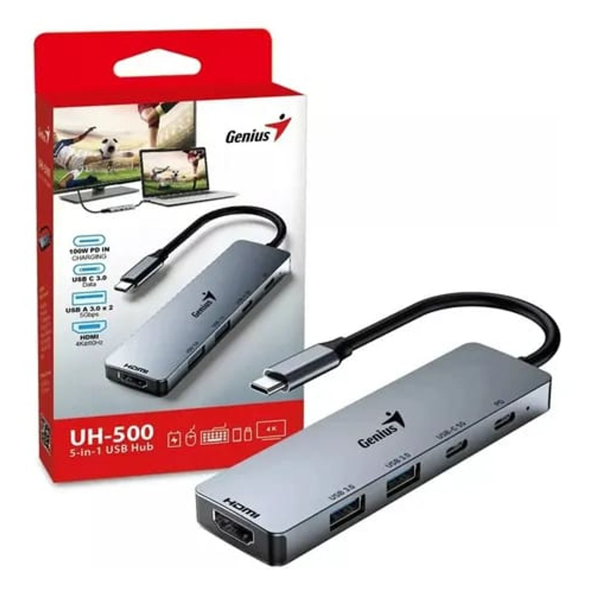 OEM - POWER  BANK HUB GENIUS UH-500 USBC UH500 2 USBA 3.0 USBC HDMI 4K