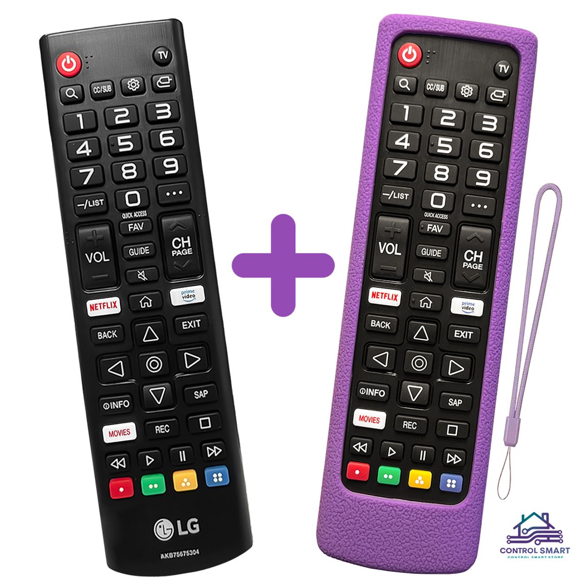 LG - Control LG AKB75675304 para Smart TV + Funda Silicona Morada