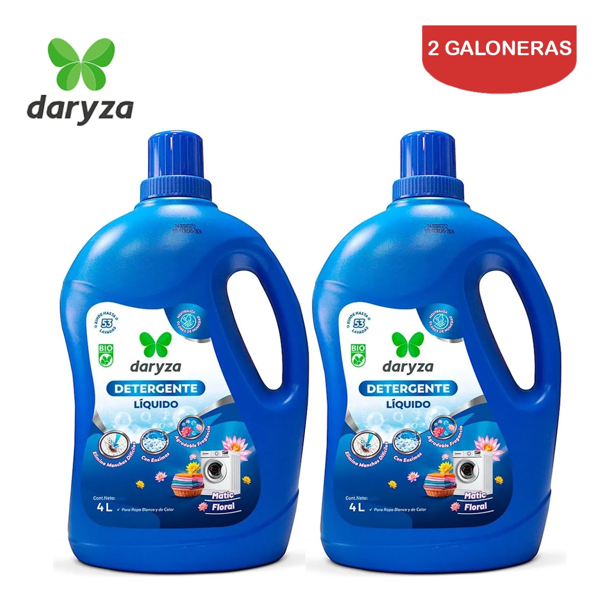 DARYZA - Detergente líquido 4 litros DARYZA Matic. Pack 2 galoneras