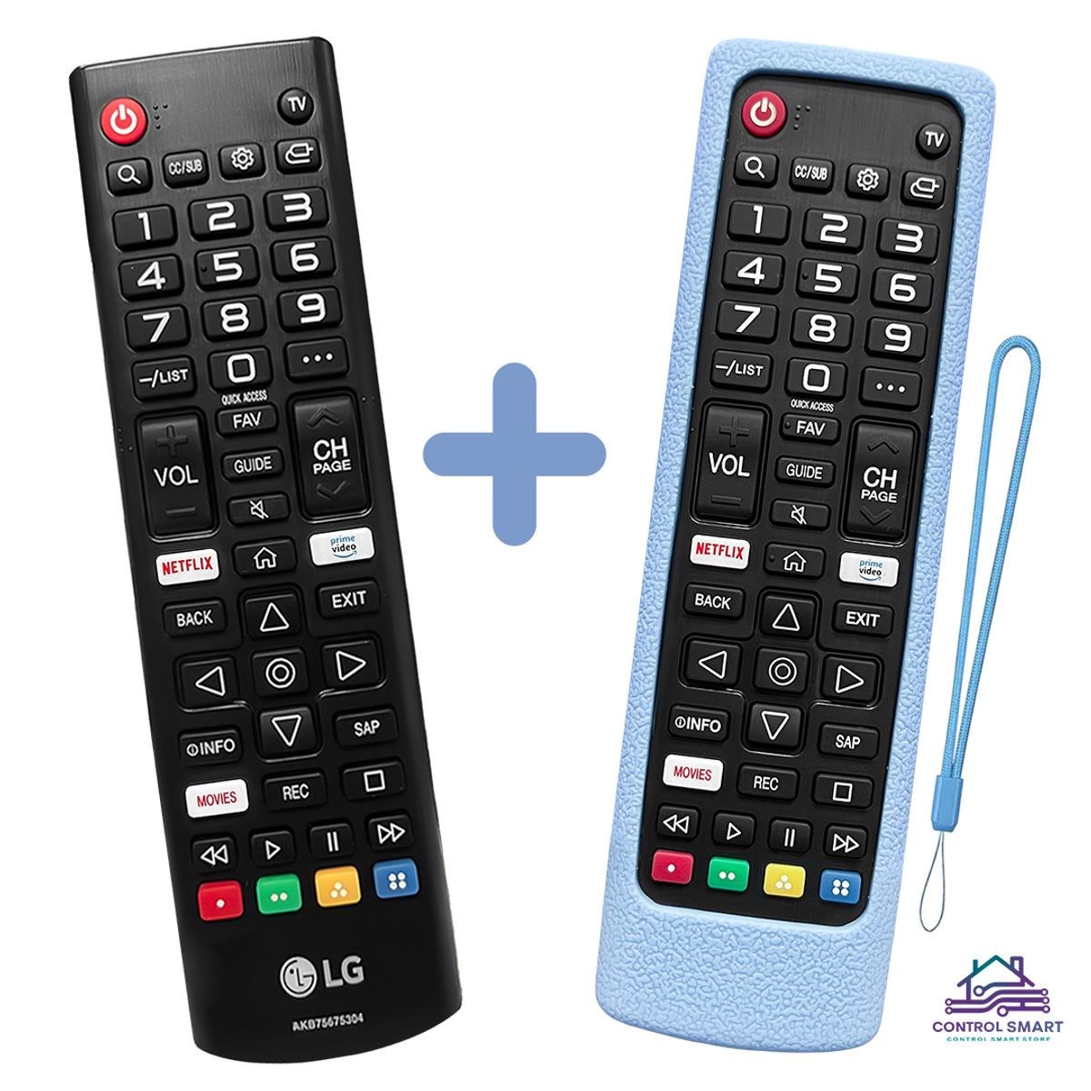LG - Control LG AKB75675304 para Smart TV + Funda Silicona Celeste