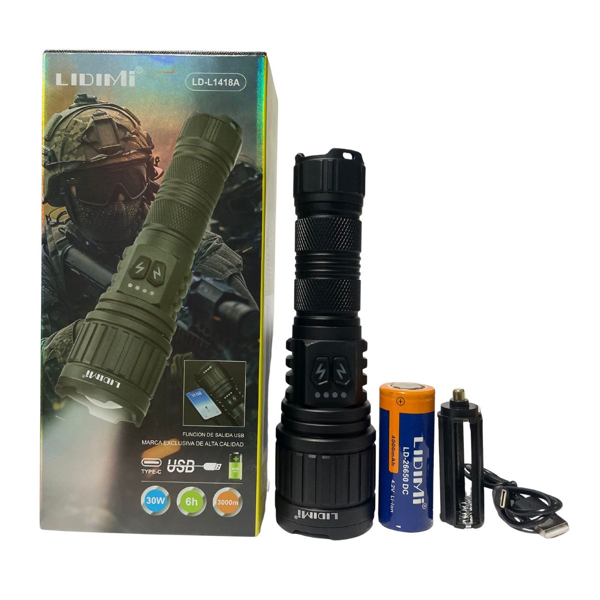 LIDIMI - Linterna  De Largo Alcance De 3000 Metros LED