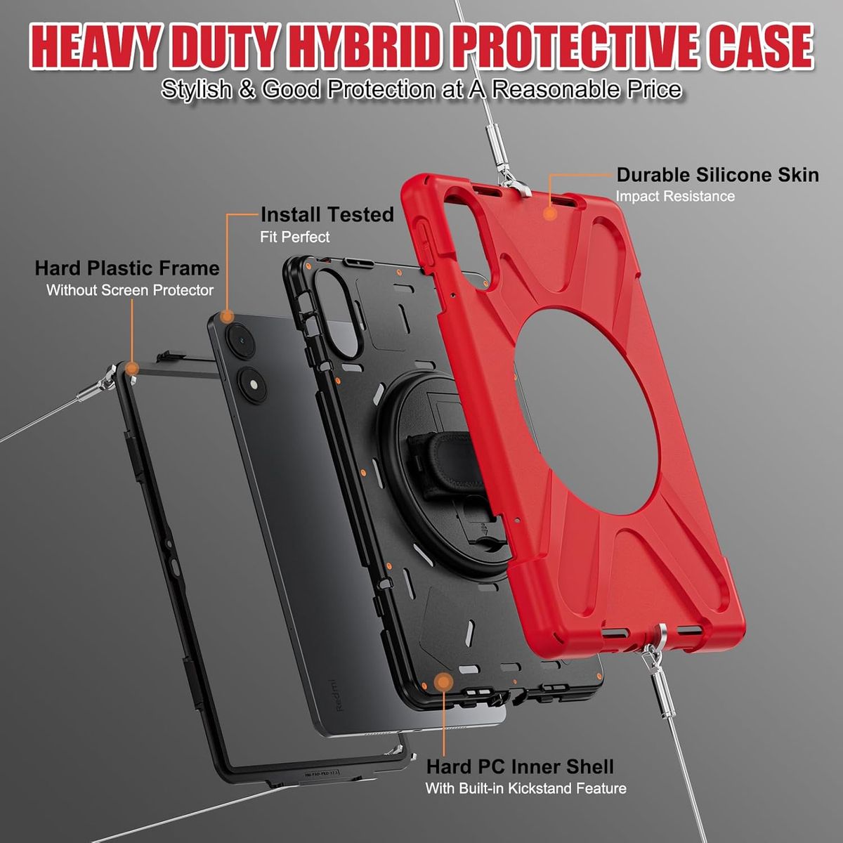 FUNDAANTIGOLPES - Funda Antigolpe para Tablet Xiaomi Redmi Pad Pro 12.1 Rojo