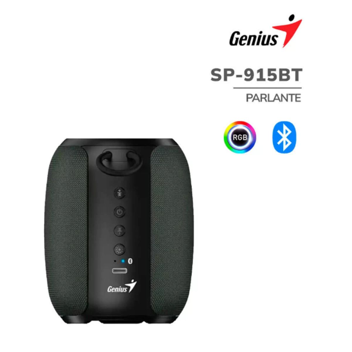 GENIUS - Parlante Bluetooth GENIUS SP-915BT 5W 6h MIC AI COPILOT RGB BLACK GREY