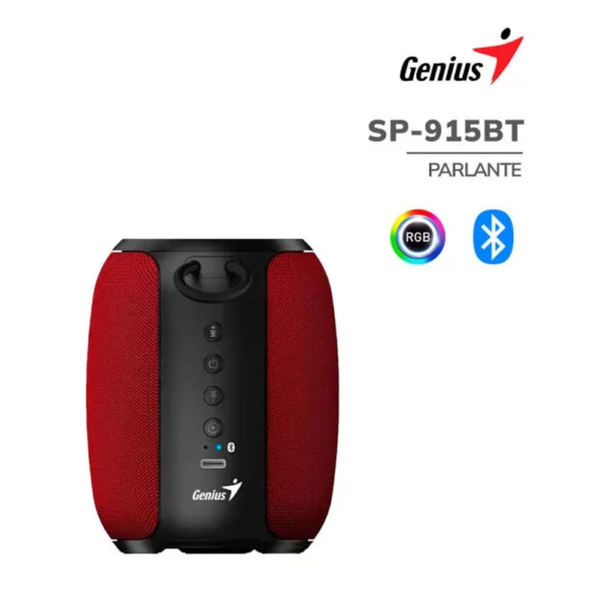 GENIUS - Parlante Bluetooth GENIUS SP-915BT 5W 6h MIC AI COPILOT RGB BLACK RED
