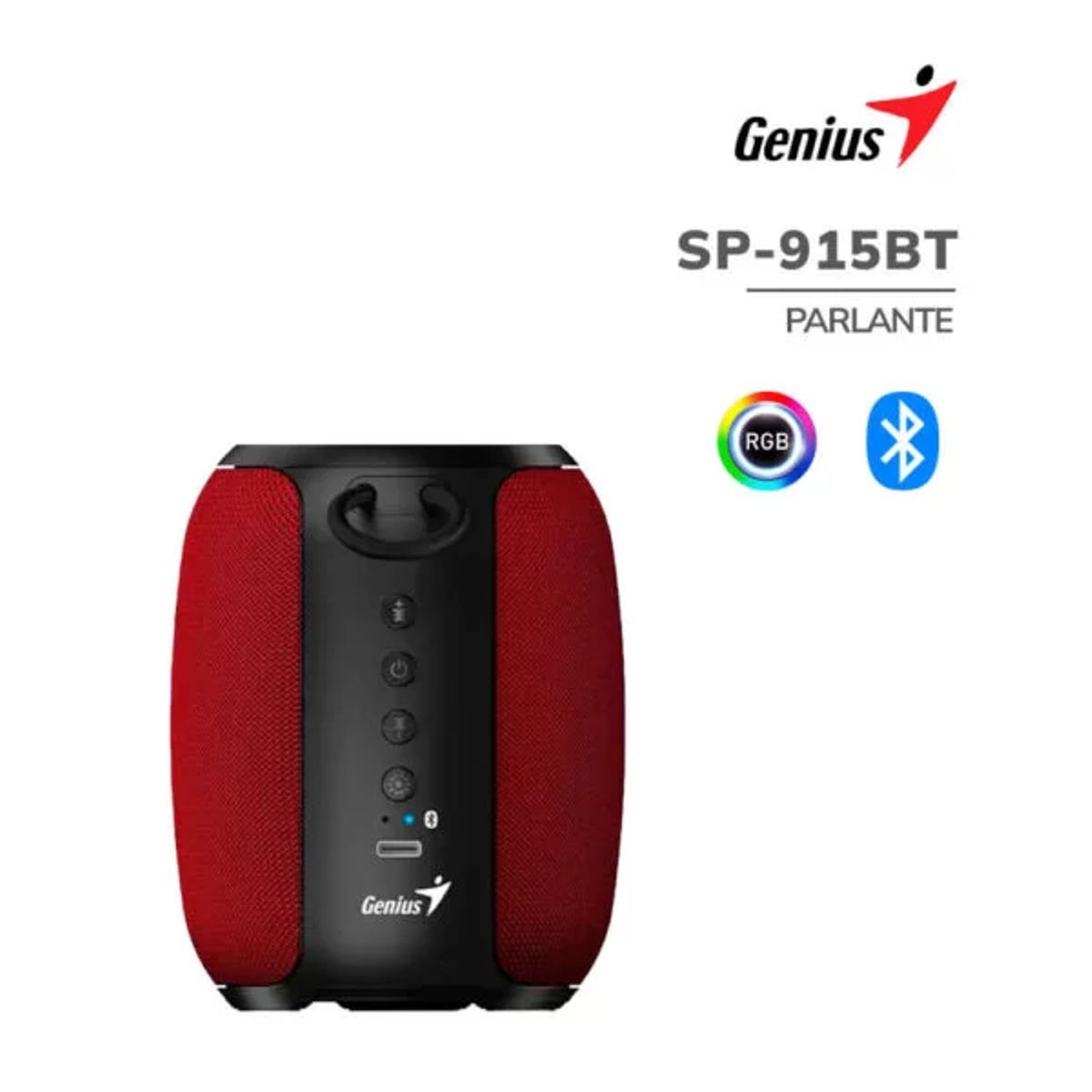 GENIUS - Parlante Bluetooth GENIUS SP-915BT 5W 6h MIC AI COPILOT RGB BLACK RED