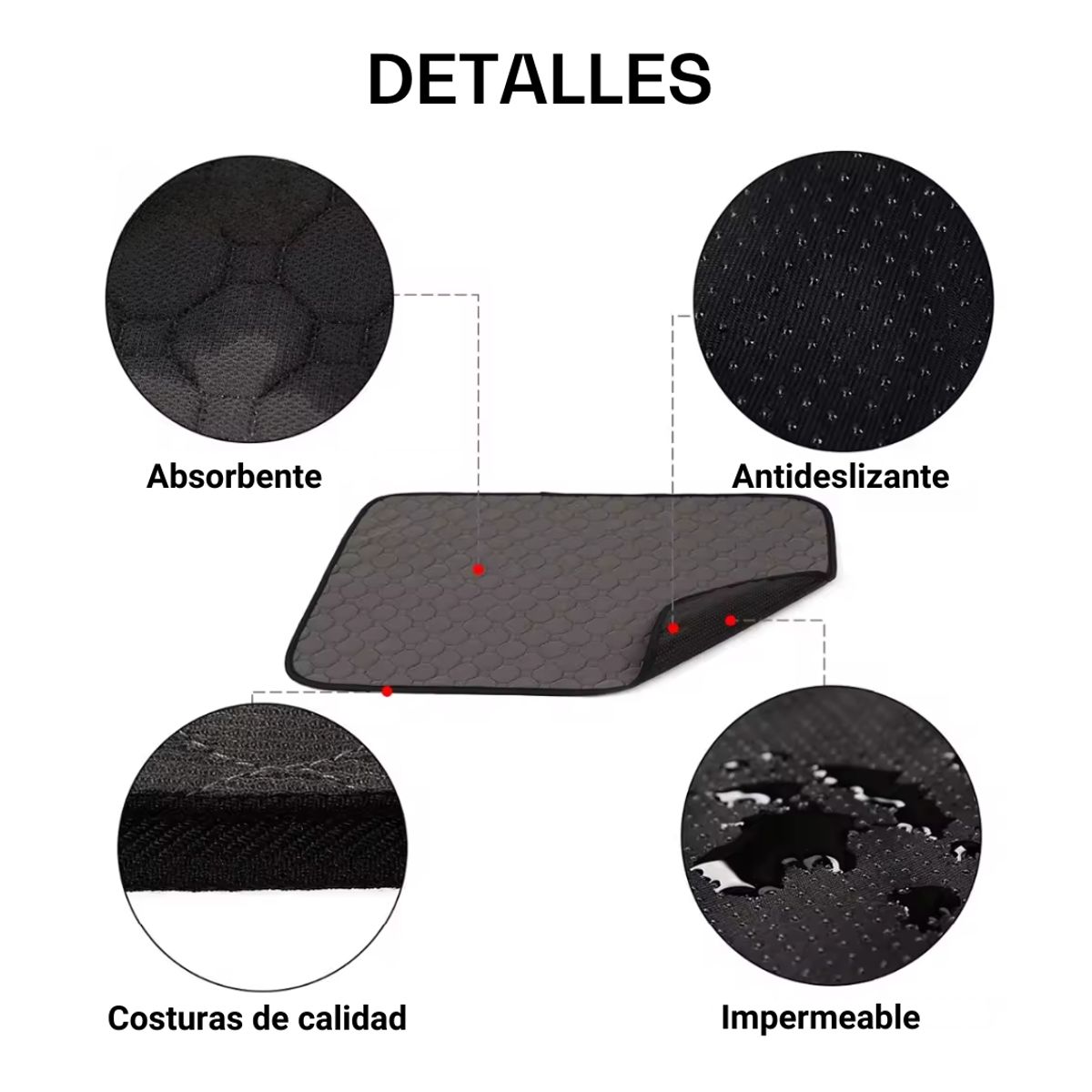 GENERICO - Pañal Piso Reusable Pee Pad DOGLEMI Gris Talla S 45 x 60cm