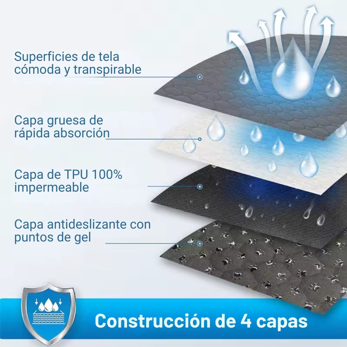 GENERICO - Pañal Piso Reusable Pee Pad DOGLEMI Gris Talla M 50 x 67cm