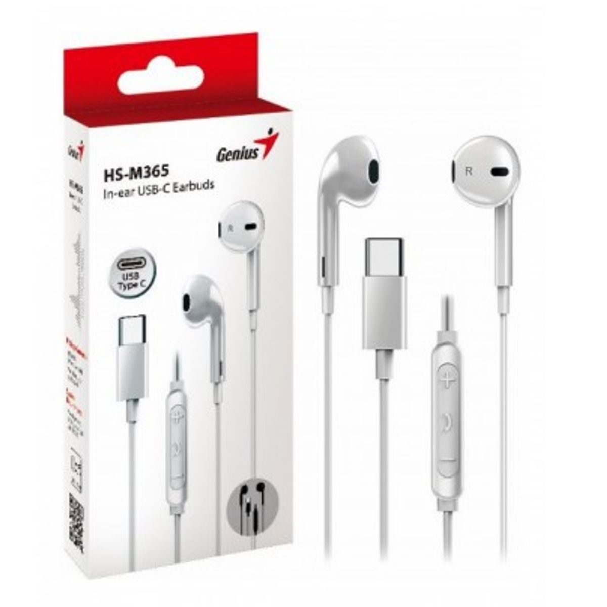 GENIUS - Audífono con Micrófono GENIUS HS-M365 IN-EAR USB-C WHITE