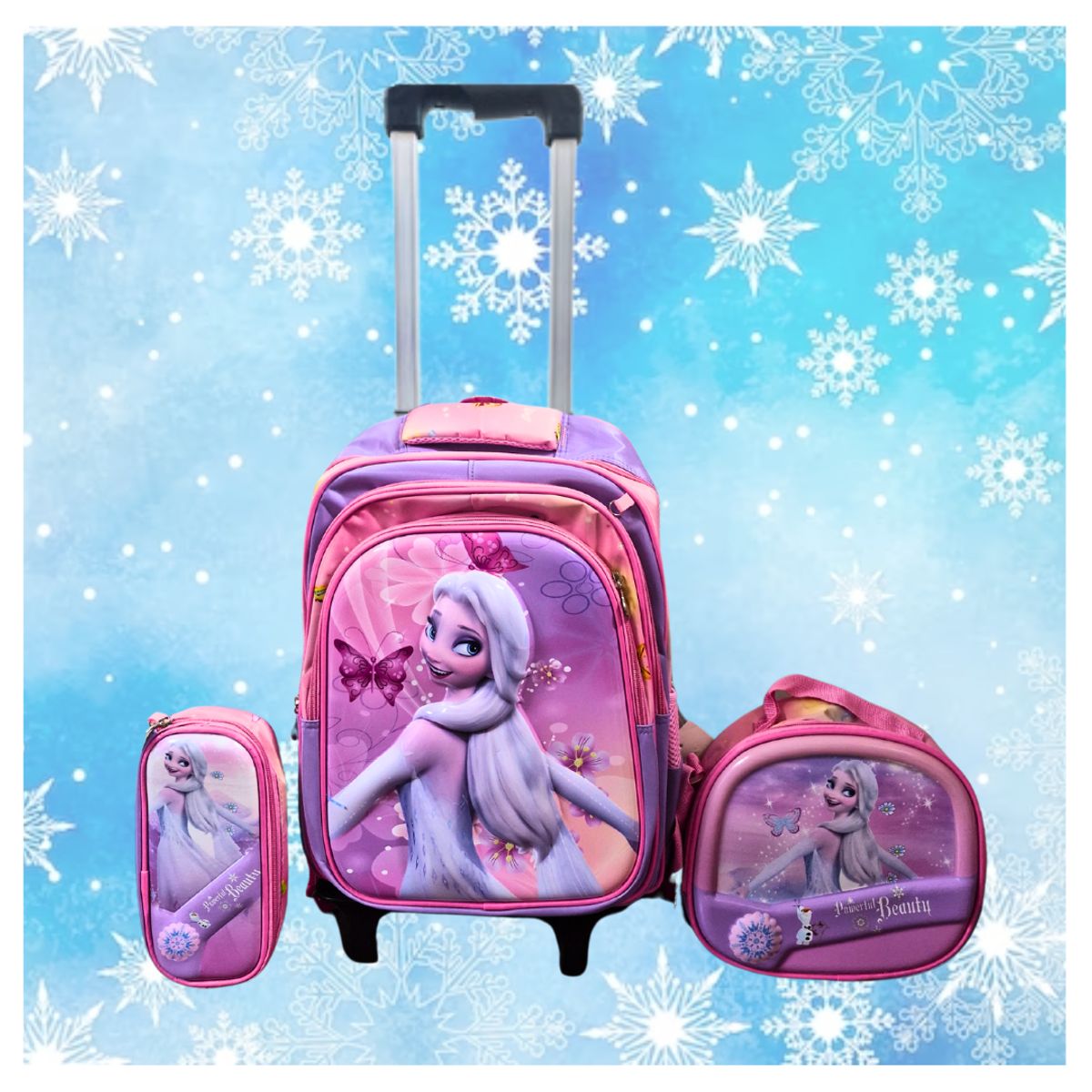 GENERICO - MOCHILA 3 EN 1 ESCOLAR PRINCESA DE HIELO PARA NIÑAS