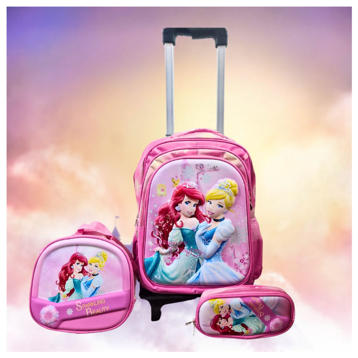 GENERICO - MOCHILA 3 EN 1 ESCOLAR AMIGAS PRINCESAS PARA NIÑAS