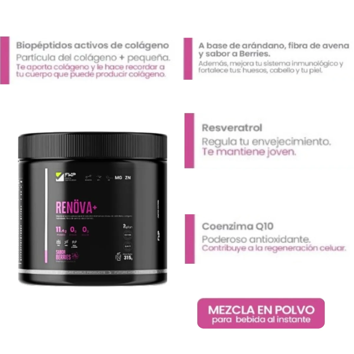 GENERICO - COLAGENO RENOVA + CON BIOPEPTIDOS ACTIVOS DOSIS DIARIA DE JUVENTUD 315GR