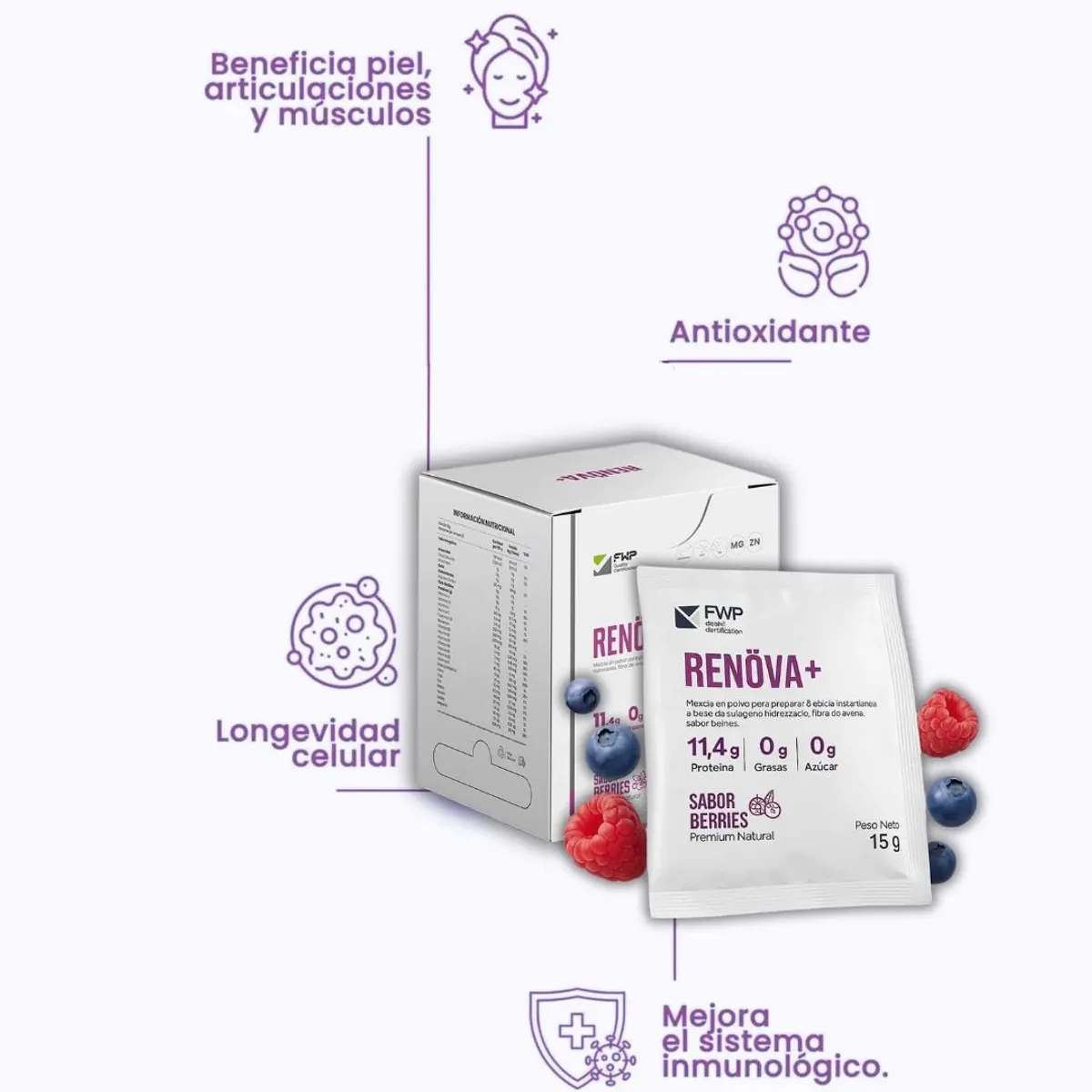 GENERICO - COLAGENO RENOVA + CON BIOPEPTIDOS ACTIVOS  STICKS DE 15 GR